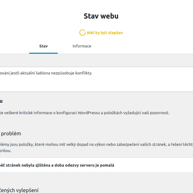 Jak kontrolovat stav webu postaveného na WordPress