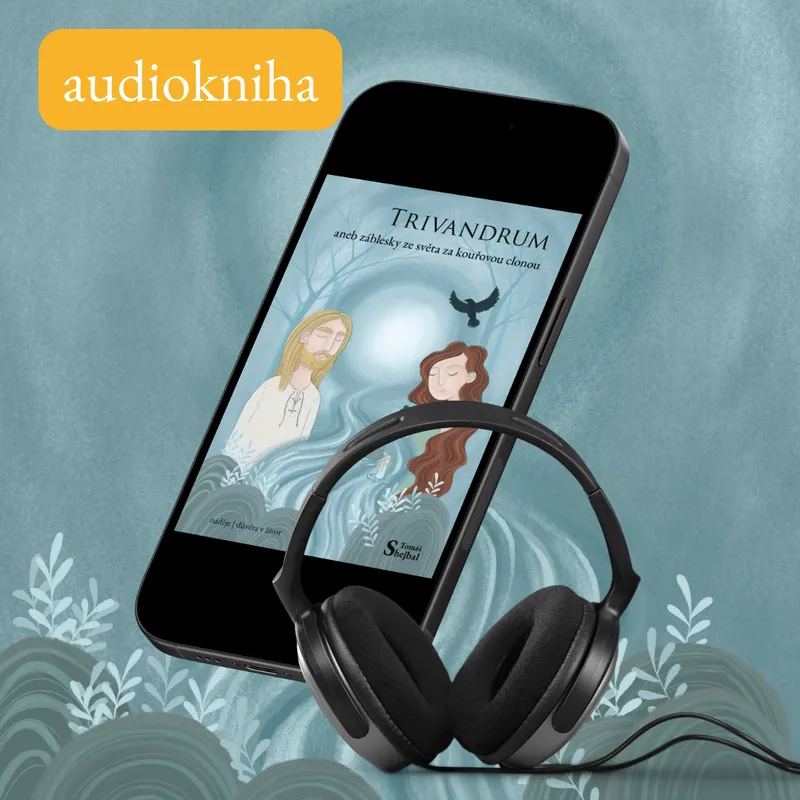 Mobil s připojenými sluchátky. Na displeji mobilu je zobrazena obálka audio knihy. Vedle je čtečka knih a v ní je zobrazena obálka elektronické knihy.