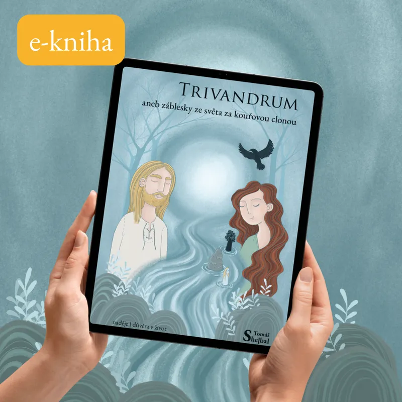 Tablet s obálkou románu Trivandrum.