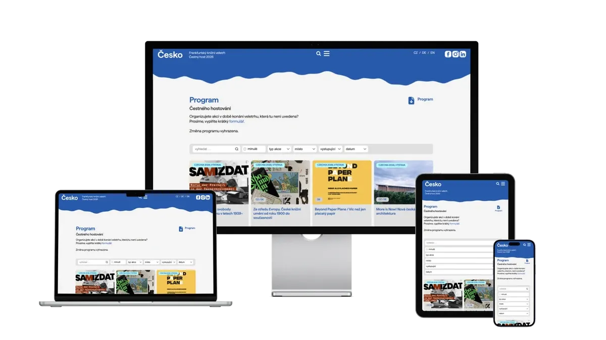 Zobrazení webu Czechia2026, pro full HD, notebook, tablet a mobil