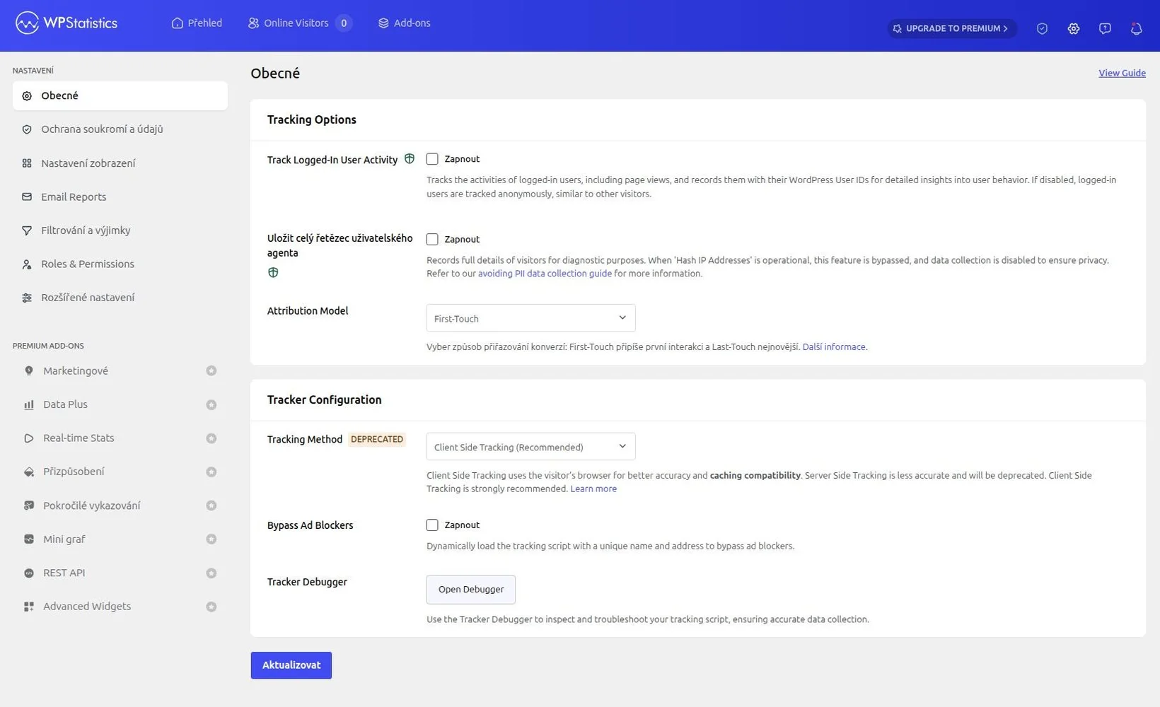Screenshot of WP Statistics plugin settings
